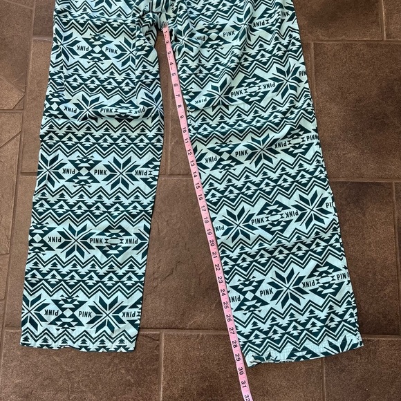 PINK Victoria’s Secret pajama casual pants green Aztec lounge thin size large - Picture 5 of 13
